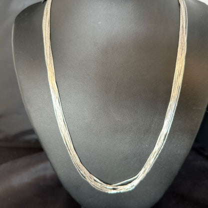 Southwestern Liquid Heishi Necklace | 10 Strands Sterling Silver | 22" Silver Tubes | 14709