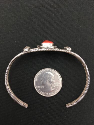 Native American Red Coral Navajo Bracelet | Sterling Silver | Authentic Handmade | 4731