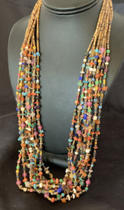 Southwestern Santo Domingo Red Coral Blue Turquoise Necklace | 10 Strand | 28" | 12454