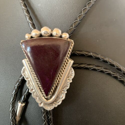 Southwestern Men's Bolo Tie | Purple Spiny Oyster | Sterling Silver | Navajo | 12936