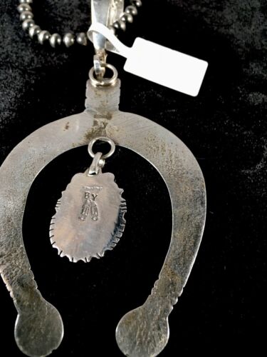Navajo Turquoise #8 Naja Pendant | Sterling Silver Necklace | Authentic Native American Handmade | 8670
