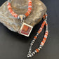 Navajo Pearls Red Spiny Oyster Opal Inlay Pendant Necklace | Sterling Silver | 22" | 12705