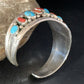 Navajo Kingman Turquoise Coral Cuff Bracelet | Sterling Silver | Authentic Native American Handmade | 14216