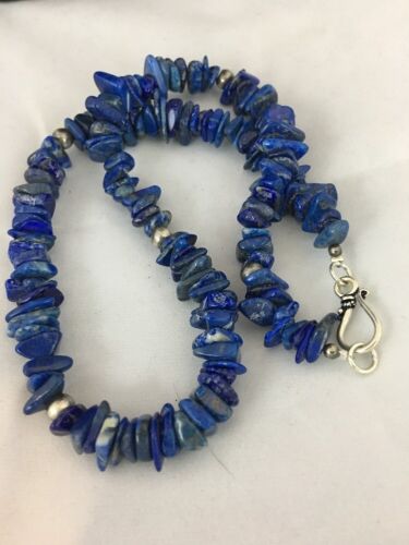 Men's Lapis Lazuli Necklace | Navajo Sterling Silver | Authentic Native American Handmade | 18" | 8066