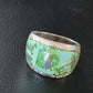 Navajo Green Sonoran Turquoise Inlay Ring | Sterling Silver | Sz 10 | Authentic Native American Handmade | 2080