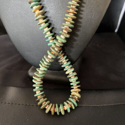 Santo Domingo Green Turquoise Spiny Oyster Necklace | Sterling Silver | 28" | 14730
