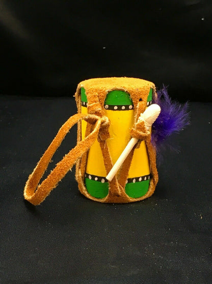 Handmade Leather Drum Car Charm | 2" Mirror Dangler | Miniature Model | 8927