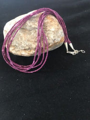 Navajo Sugilite Tube Heishi Bead 5-Strand Necklace | Sterling Silver | Authentic Native American Handmade | 3715
