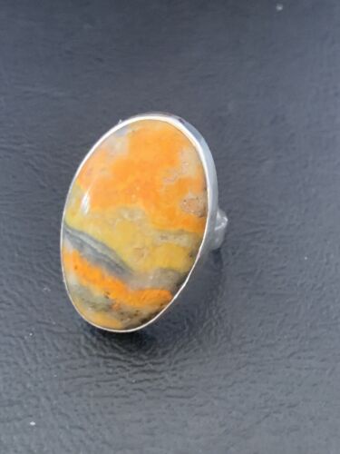 Navajo Bumble Bee Jasper Ring | Sterling Silver | Sz 8 Adjustable | Authentic Native American Handmade | 11543