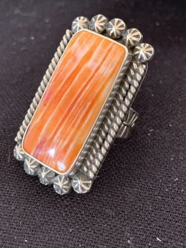 Native American Men's Navajo Spiny Oyster Ring | Sterling Silver | Sz 6.5 | 00999 - Masha USA