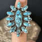 Navajo Blue Turquoise Cluster Ring | Authentic Native American Sterling Silver | Multi-Stone | Sz 6.5 | 14227