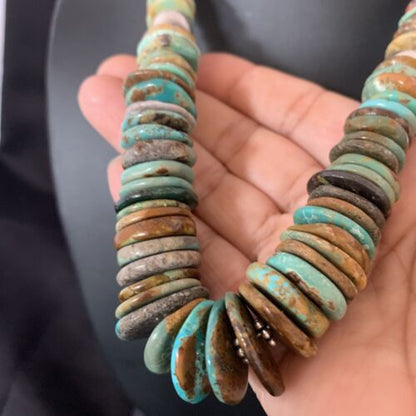 Navajo Blue Green Turquoise Necklace | Sterling Silver | Authentic Native American | 20" | 10216