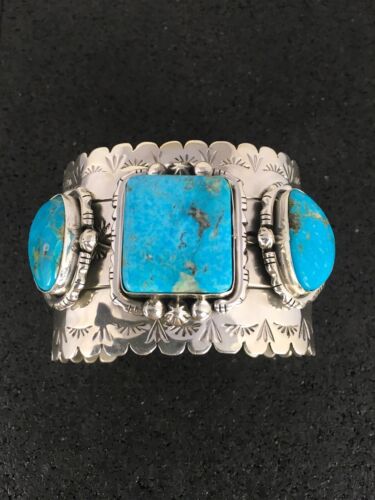 Native American Ithaca Peak Turquoise Men's Bracelet | Sterling Silver | 8816 - Masha USA