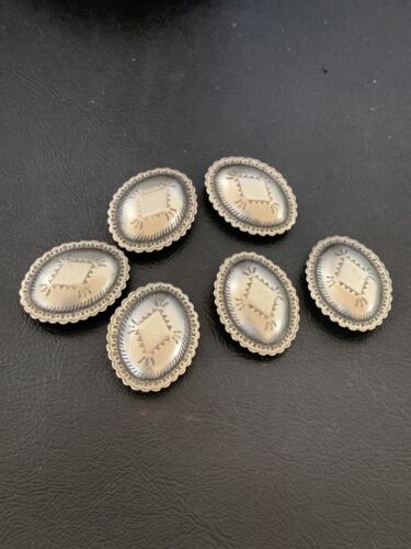 Southwestern Sterling Silver Button Covers | Navajo | 1.25" | Set of 6 | Authentic Native American Handmade | 12350