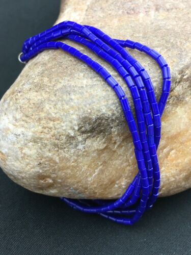 Navajo Blue Stabilized Lapis Liquid Heishi Bracelet | Sterling Silver | 8" 5-Strand | 13600