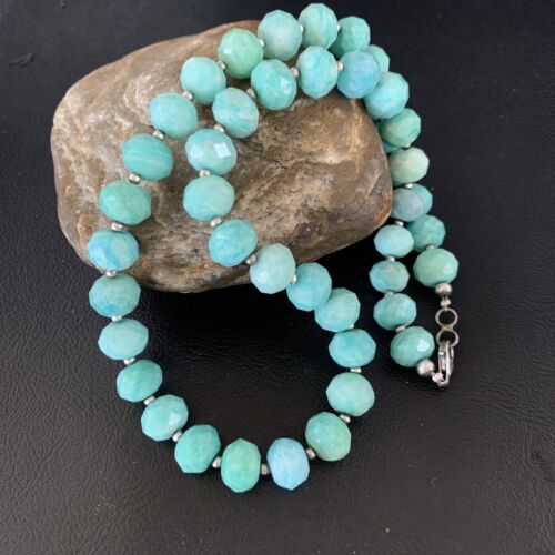 Navajo Chunky Amazonite Bead Necklace | Sterling Silver Pearls | 20" | Authentic Native American Handmade | 13410