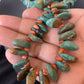 Navajo Green Turquoise & Red Spiny Oyster Necklace | Sterling Silver | Authentic Native American Handmade | 20" | 13221