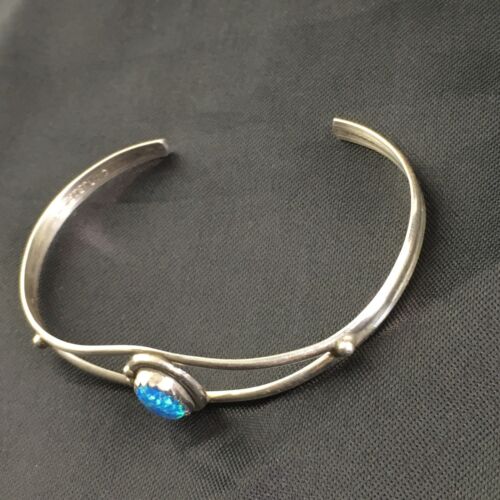 Native American Indian Blue Opal Bracelet | Sterling Silver | Handmade | 10175