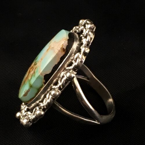 Southwestern Sterling Silver Blue Royston Turquoise Ring | Sz 8 | 10196