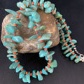 Navajo Green Turquoise & Spiny Oyster Graduated Necklace | Sterling Silver | Authentic Native American | 21" | 14009