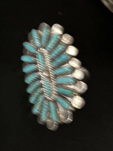 Navajo Blue Turquoise Cluster Ring | Authentic Native American Sterling Silver | Multi-Stone | Sz 8.5 | 14273 - Masha USA