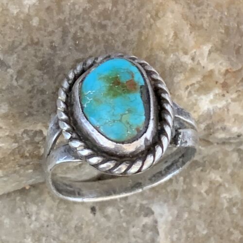 Navajo Blue Turquoise Ring | Sterling Silver | Sz 5 | Authentic Native American Handmade | 10362