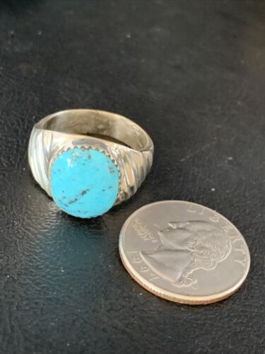 Navajo Blue Kingman Turquoise Ring | Sterling Silver | Sz 11 | Authentic Native American Handmade | 14149