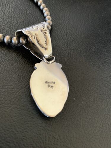 Navajo Orange Spiny Oyster Pendant Necklace | Sterling Silver | Authentic Native American Handmade | 13080