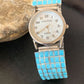 Men's Zuni Sterling Silver Watch with Blue Turquoise Inlay Tips | Authentic Native American Jewelry | 2119