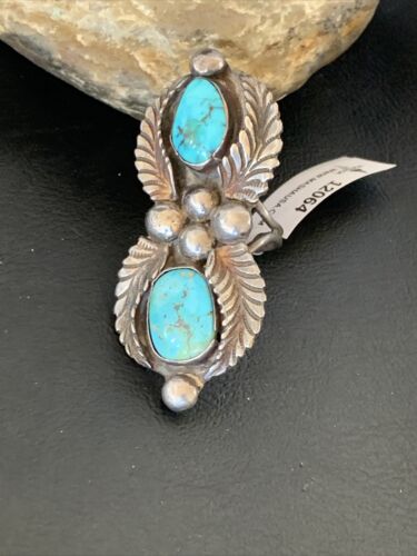 Navajo Blue Royston Turquoise Multi-Stone Ring | Authentic Native American Sterling Silver | Sz 9 | 12064