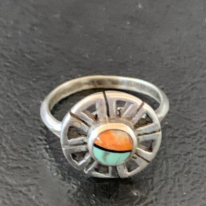 Navajo Blue Turquoise Spiny Oyster Inlay Ring | Sz 5.5 | Authentic Native American Handmade | 11185 - Masha USA