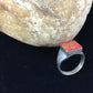 Navajo Men's Red Opal Inlay Ring | Sterling Silver | Sz 9.5 | Authentic Native American Handmade | 10104