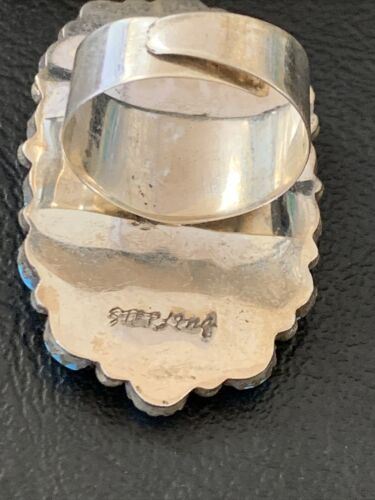 Navajo Kingman Turquoise Cluster Ring | Authentic Native American Sterling Silver | Multi-Stone | Sz 8 | 12309