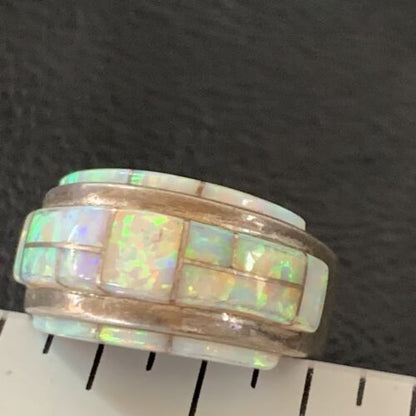 Navajo Pink Opal Inlay Band Ring | Sz 6 | Authentic Native American Handmade | 12403 - Masha USA