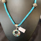 Blue Turquoise & Mother of Pearl Inlay Pendant | Sterling Silver Necklace | Navajo | 8904