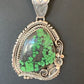 Navajo Green Spiderweb Turquoise Pendant Necklace | Sterling Silver | Authentic Native American Handmade | 2983