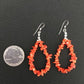 Native American Sterling Silver Navajo Red Coral Earrings | 2" | 1086