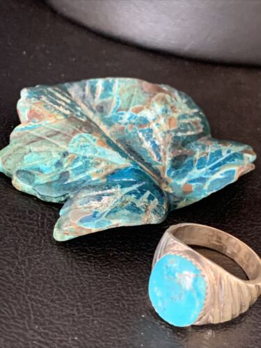 Navajo Blue Kingman Turquoise Ring | Sterling Silver | Sz 10 | Authentic Native American Handmade | 14154