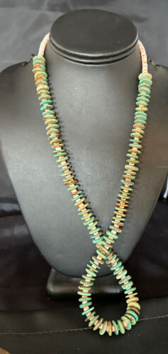 Santo Domingo Green Turquoise Spiny Oyster Necklace | Sterling Silver | 28" | 14730