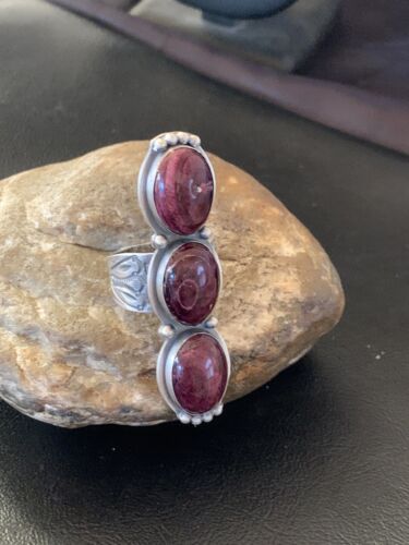 Navajo Purple Spiny Oyster Cluster Ring | Authentic Native American Sterling Silver | Multi-Stone | Sz 11 | 11554