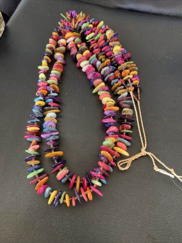 Native American Santo Domingo Mixed Color Shell Bead Necklace | 34" | 12002 - Masha USA