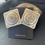 Navajo Sterling Silver Stamped Earrings | Authentic Native American Handmade | 1669