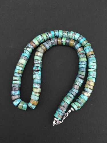 Southwestern Turquoise Heishi Bead Necklace | Sterling Silver | 10mm | 20" | 1152