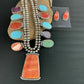 Navajo XL Spiny Oyster Squash Blossom Necklace | Sterling Silver Turquoise | Authentic Native American Handmade | 12702