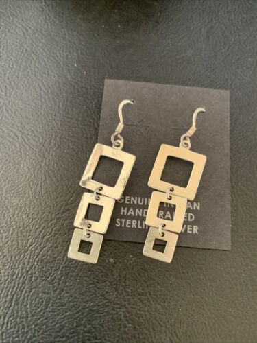 Native American Old Pawn Dangle Earrings | Sterling Silver | 1.5" | 12984