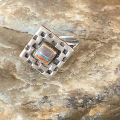 Native American Women's Navajo Sugilite Spiny Oyster Inlay Ring | Sz 8 | 13129 - Masha USA