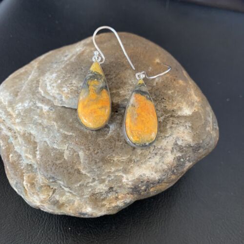 Native American Women's Navajo Bumblebee Jasper Earrings | Sterling Silver | Handmade | 12027