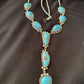 Navajo Kingman Turquoise Pendant Lariat Necklace | Sterling Silver Navajo Pearls | 1188
