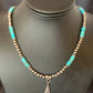 Navajo Blue Turquoise Pendant Earrings Set | Authentic Native American Sterling Silver Necklace | Handmade | 12618
