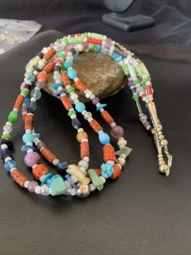 Native American Santo Domingo Pearl Mixed Bead Necklace | 3-Strand | 24" | 11989